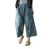 Ripped embroidered women culottes jeans